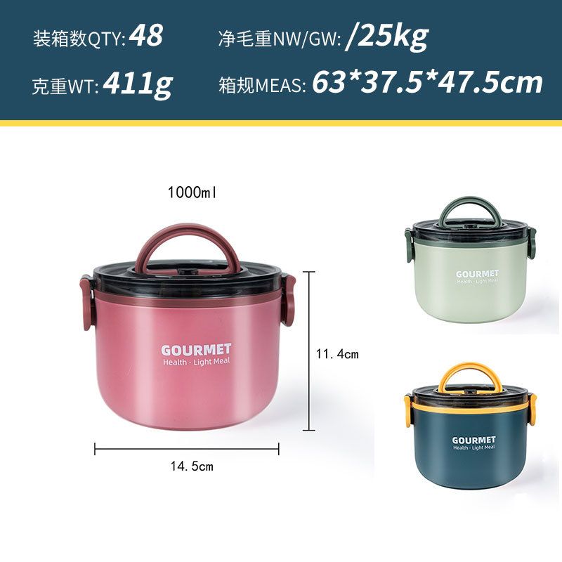 New Stainless Steel Round Lunch Box Double-Layer Student Plastic Bento Box Multi-Layer Lunch Box Portable