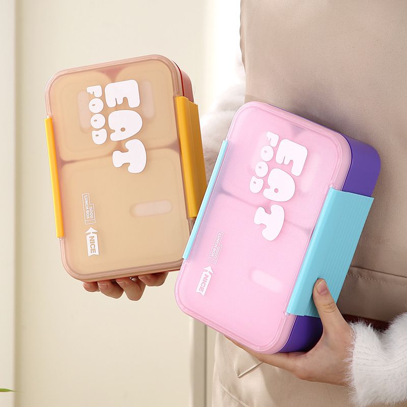 Dopamine Fashion Student Compartment Plastic Lunch Box Microwave Safe Office Worker Cafeteria Takeout Bento Food Container