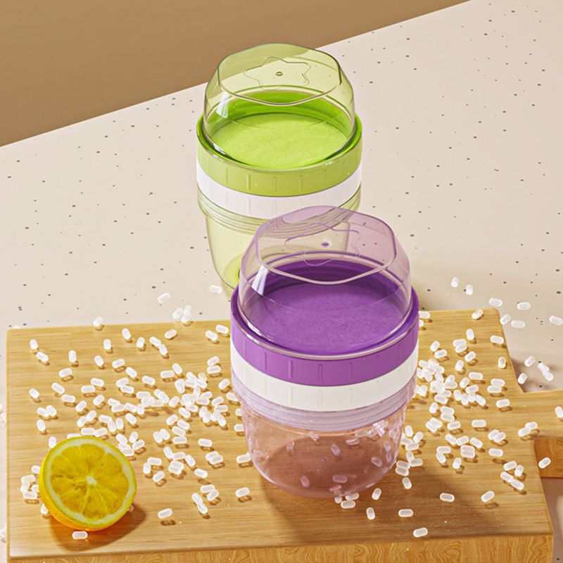 Kids Round Baby Food Box Infant Milk Powder Box Double-Layer with Lid Baby Portable Snack Storage