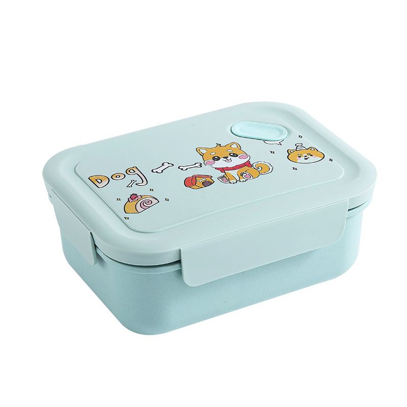Student Bamboo Fiber Cartoon Compartment Lunch Box Japanese Style Lunch Bento Box Microwave Safe Kids Travel Food Container