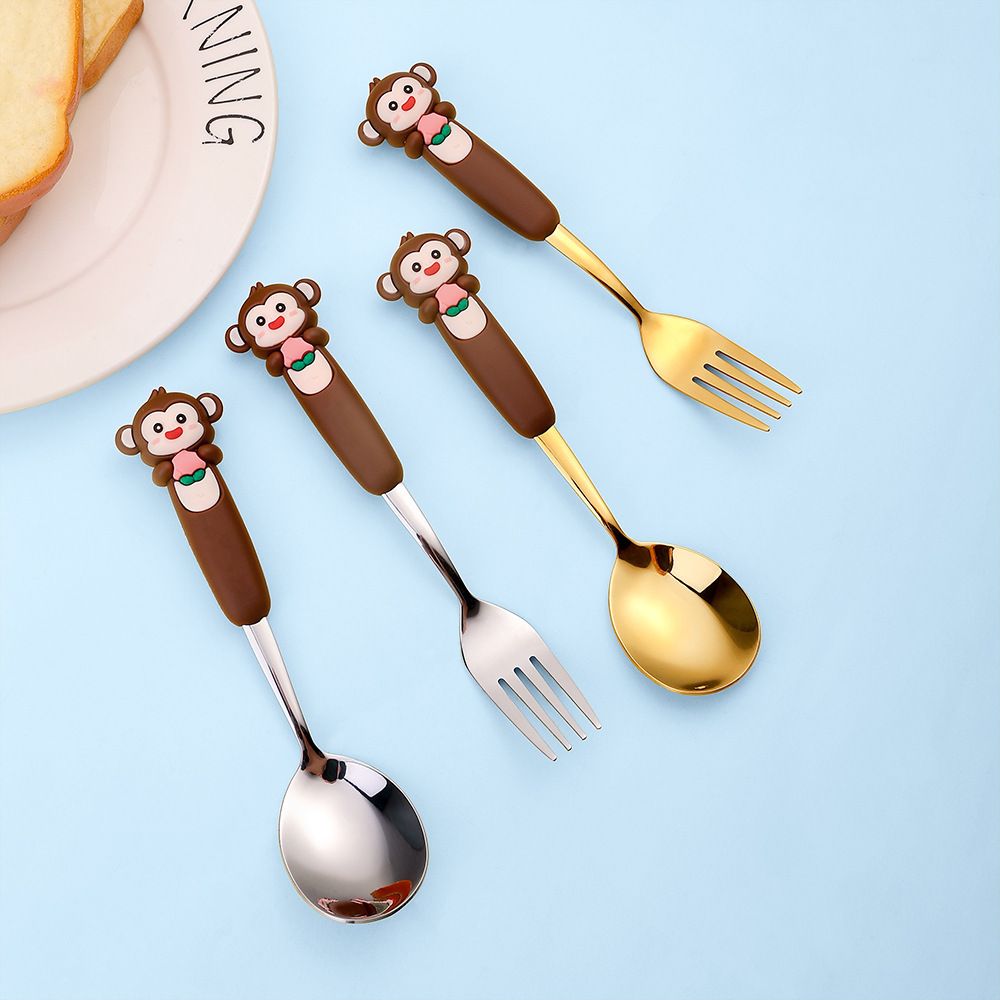 Cartoon Chinese Zodiac Stirring Spoon Stainless Steel Cute Dessert Cake Fruit Fork Tableware