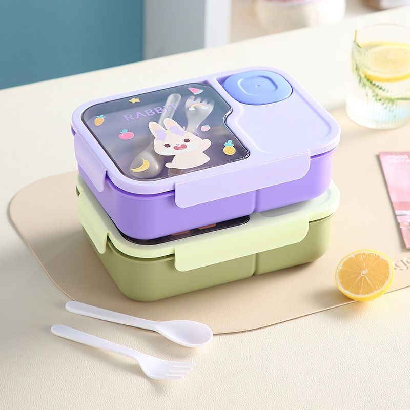 Cartoon Cute Student Lunch Box Compartment Large Capacity Sauce Box Tableware Meal Prep Lunch Box Microwave Safe