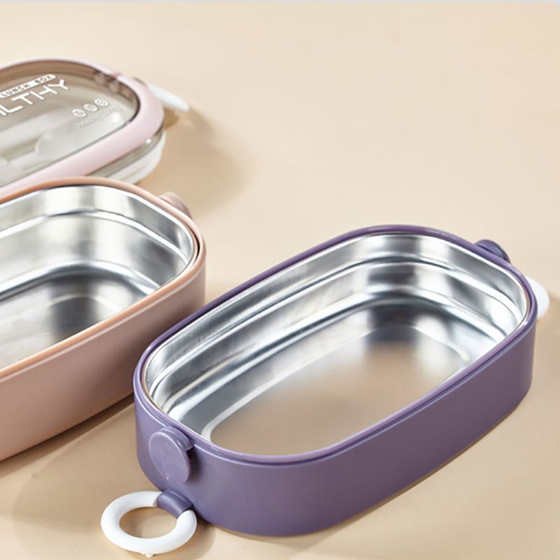 Office Worker Japanese Style Portable Portable Stainless Steel Double-Layer Lunch Box with Cutlery Student Stylish Lunch Box