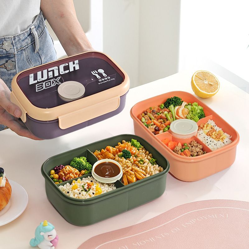 Fiambrera Bento de Plástico al por Mayor, Recipiente Apilable para Alimentos