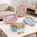Japanese Style Minimalist Student Compartment Lunch Box Office Worker Lunch Bento Box Microwave Safe Heating with Cutlery Sauce Box