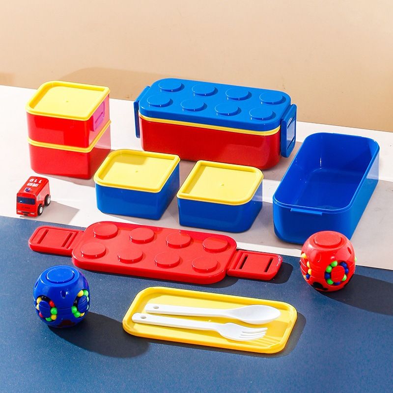 Caja bento de plástico al por mayor, rectangular para niños y estudiantes