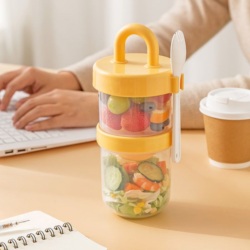 Vaso de sopa al por mayor de PP + silicona, vaso de cereales de 2 capas apto para microondas