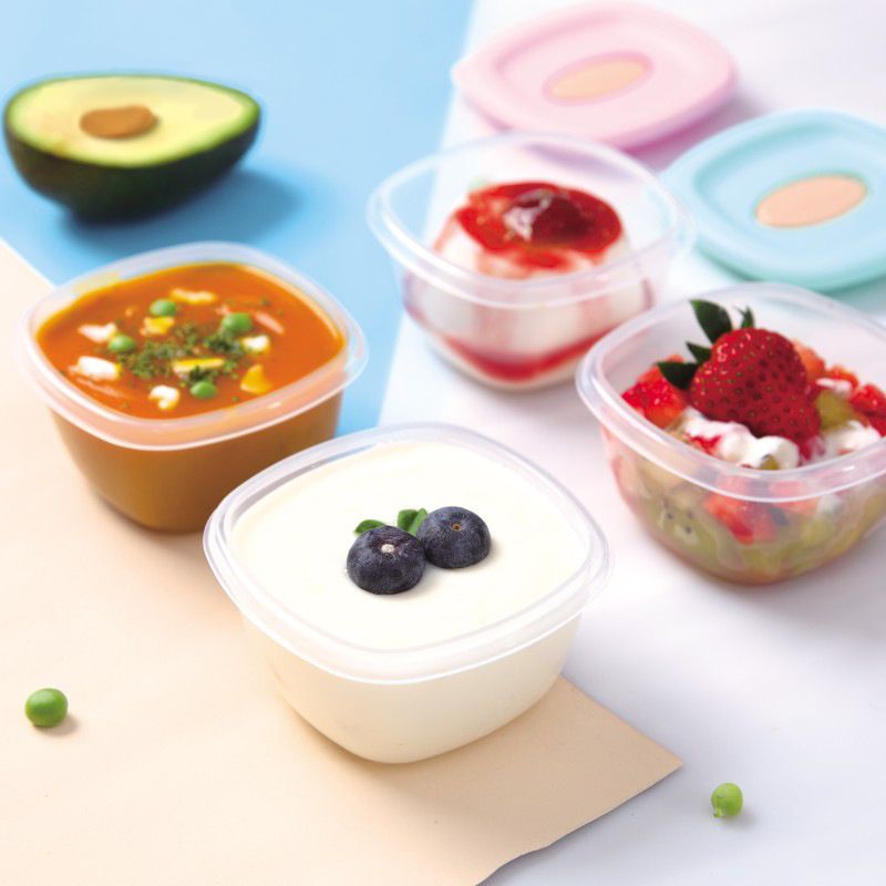 Kids Baby Food Box Food Container Feeding Tableware Set Infant Microwave Safe Freshness Box Sealed 4 pcs Pack with Lid
