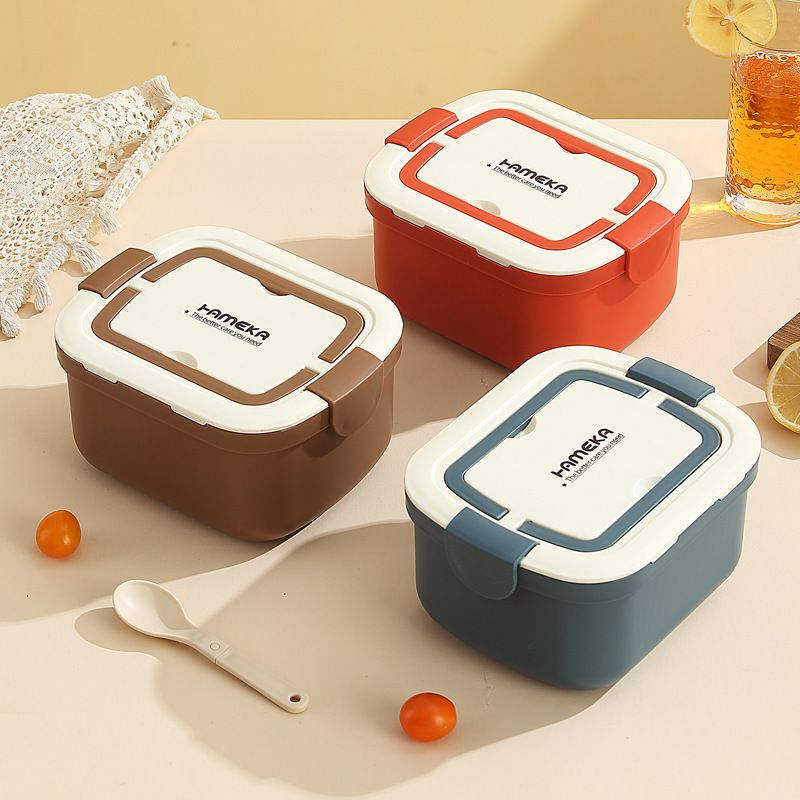 Minimalist Student Double-Layer Compartment Stainless Steel Buckle Lunch Box Office Worker Portable Lunch Bento Box Food Container