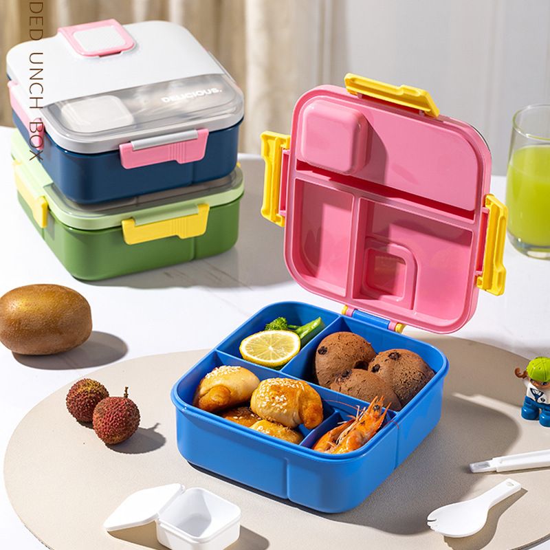 Minimalist Office Worker Square Compartment Buckle Lunch Box Sauce Box Student Travel Portable Food Container