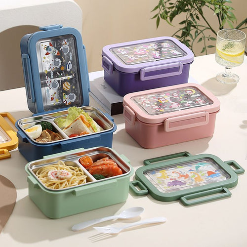Fiambrera Bento de Acero Inoxidable 304 al por Mayor, Caja de Alimentos Estilo Bento