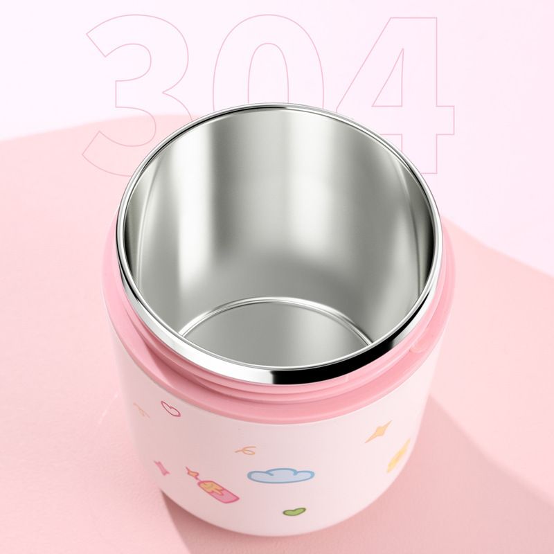 Office Worker 304 Stainless Steel Portable Porridge Jar Soup Cup Student Cartoon Milk Cup Oatmeal Cup with Lid
