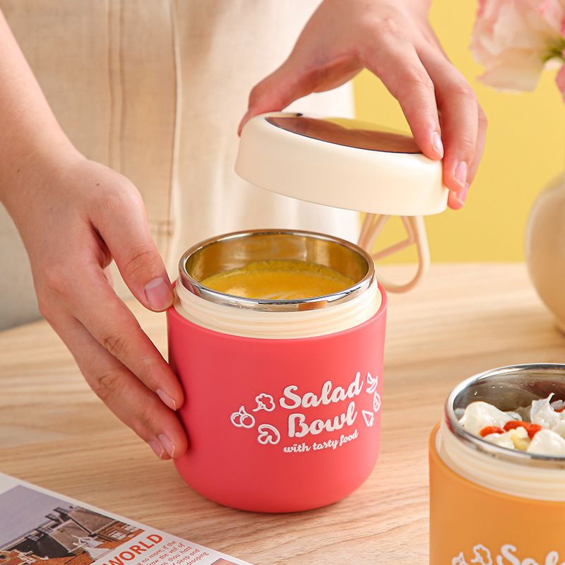 Student INS Style Candy Color 304 Stainless Steel Soup Cup and Porridge Jar Office Worker Milk Cup Oatmeal Cup