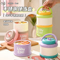Stylish Student Double-Layer Round Bucket Lunch Box 304 Stainless Steel Office Worker Bento Lunch Box with Lid