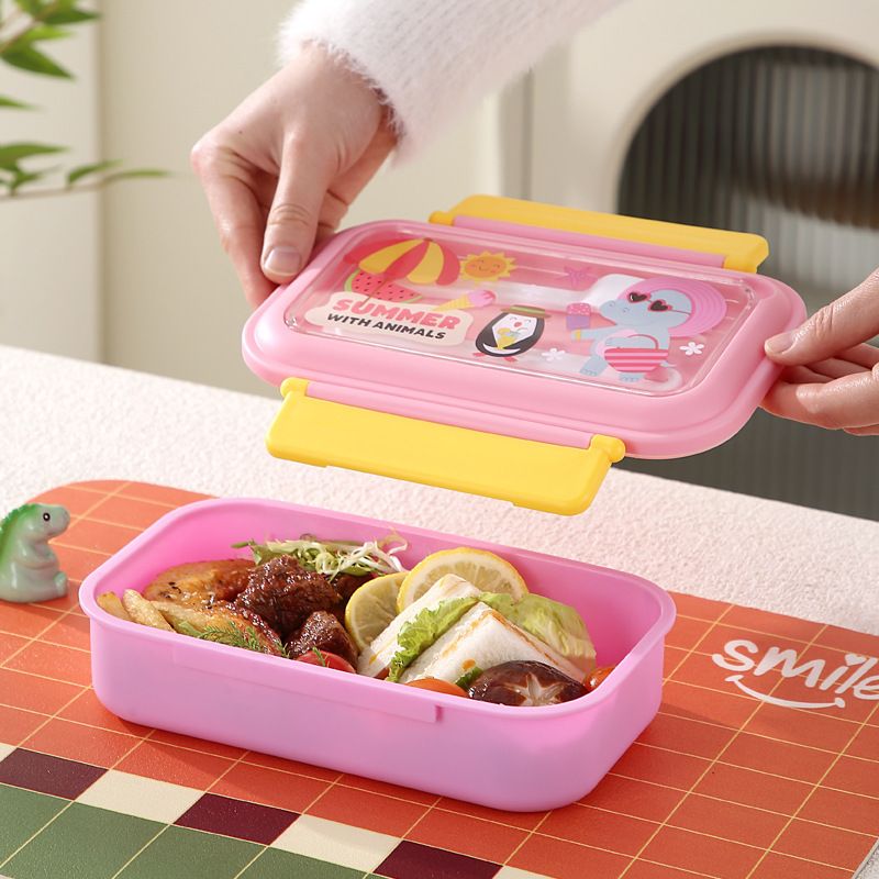 Fiambrera Bento de Acero Inoxidable 304 al por Mayor, Recipiente de Alimentos Apilable, Dibujos Animados