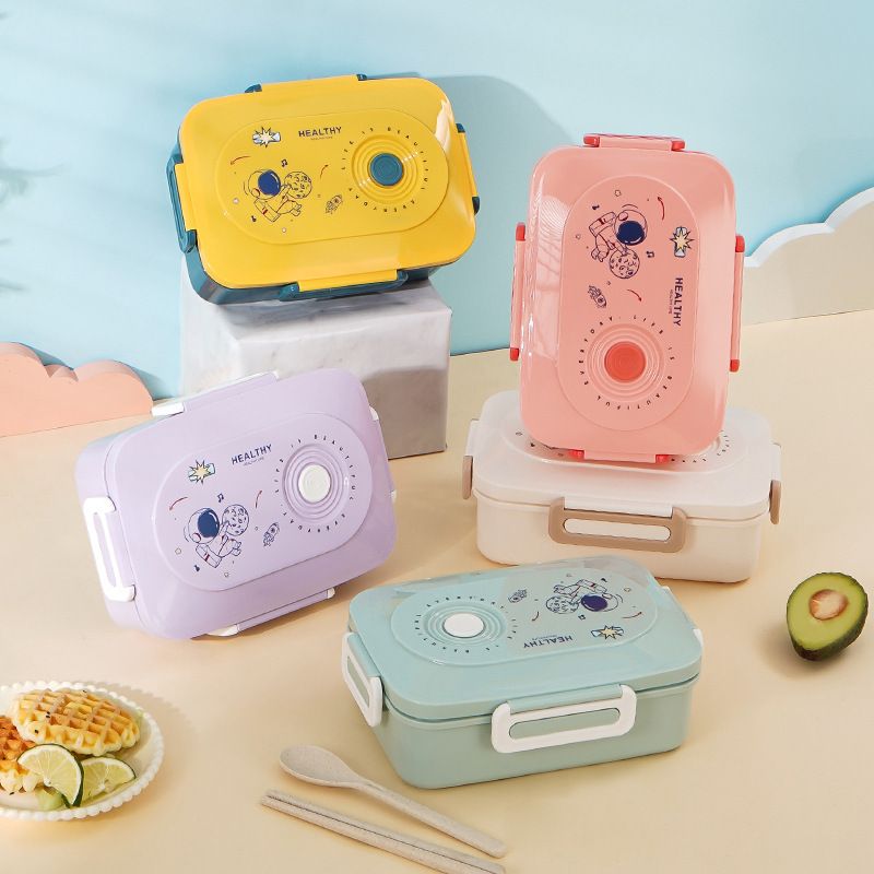 Cartoon Kids Compartment Lunch Box Student Lunch Bento Box Microwave Safe Heating Food Container
