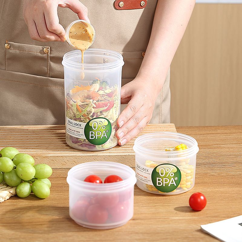 Minimalist Portable Salad Cup Fork Student Milk Cup Fruit Cup Double-Layer Cheese