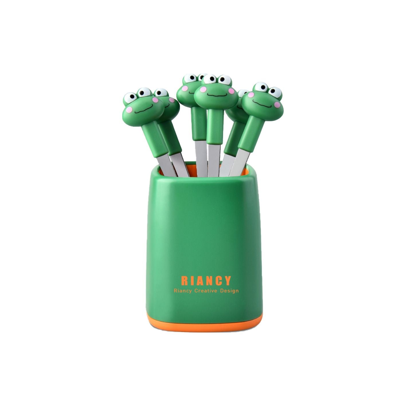 Kids Cartoon Frog Stainless Steel Fruit Fork Cute and Fun Dessert Restaurant Dessert Cake 6-Piece Set Set Gift