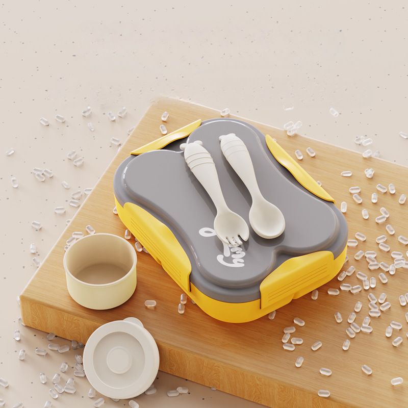 Minimalist Student Buckle Compartment Lunch Box Large Capacity Office Worker Rectangular Lunch Bento Box with Cutlery