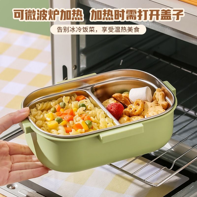 Student Minimalist Compartment Plastic Lunch Box Microwave Safe Portable 304 Stainless Steel Lunch Bento Box