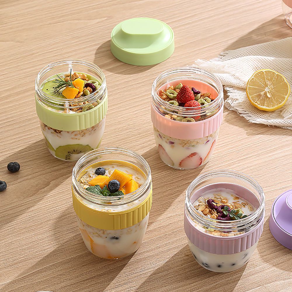 Stylish Student Oatmeal Cup Office Worker Portable Yogurt Cup with Lid with Spoon Picnic Spring Outing Salad Cup