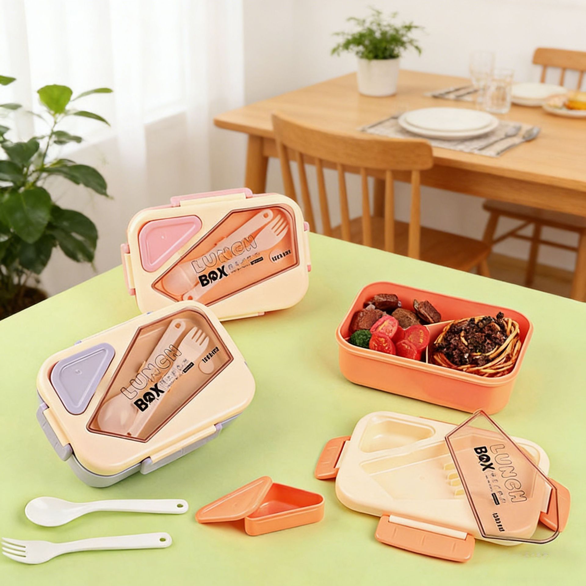 Fiambrera Bento de plástico al por mayor, Fiambrera estilo Bento