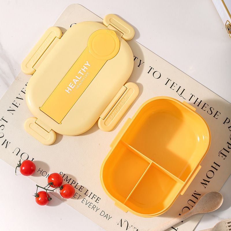 Minimalist Student Buckle Compartment Lunch Box Fresh Lunch Bento Box with Cutlery Portable Outdoor Travel Food Container