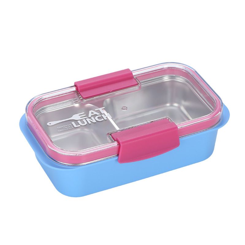 Minimalist Student 304 Stainless Steel Compartment Lunch Box Student Lunch Bento Box with Spoon and Fork Dorm Takeout Food Container