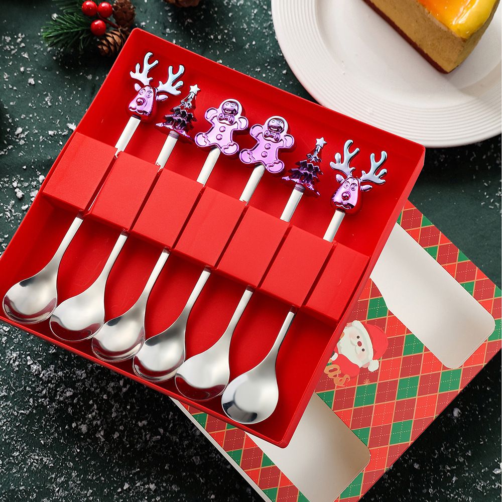 Spoon Christmas Spoon Tableware Santa Claus Reindeer Christmas Set Spoon Gift