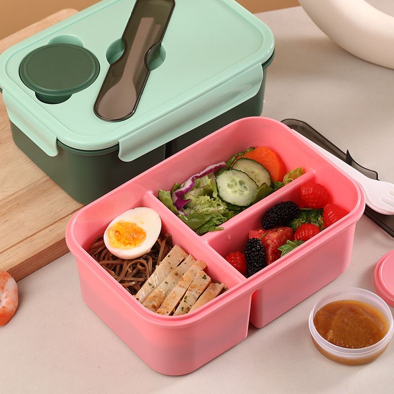 Office Worker Large Capacity Lunch Box Sauce Box Microwave Safe Student Bento Box with Cutlery