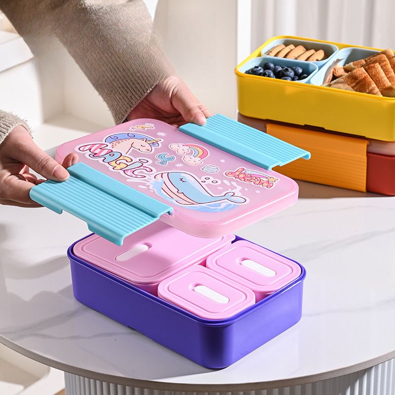 Fiambrera Bento de Plástico al por Mayor, con Diseño de Dibujos Animados para Marcas de Preparación de Comidas
