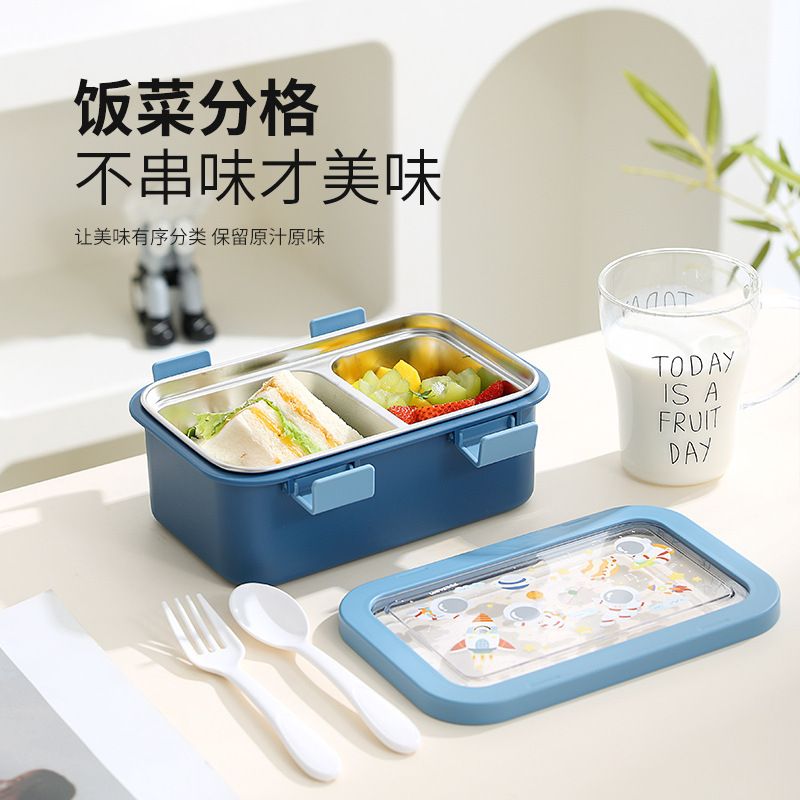 Fiambrera Bento de acero inoxidable 304 al por mayor, recipiente portátil para preparar comidas