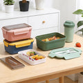 Office Worker Single/Double Layer Plastic Compartment Lunch Box Student 304 Stainless Steel Lunch Bento Box with Spoon and Fork