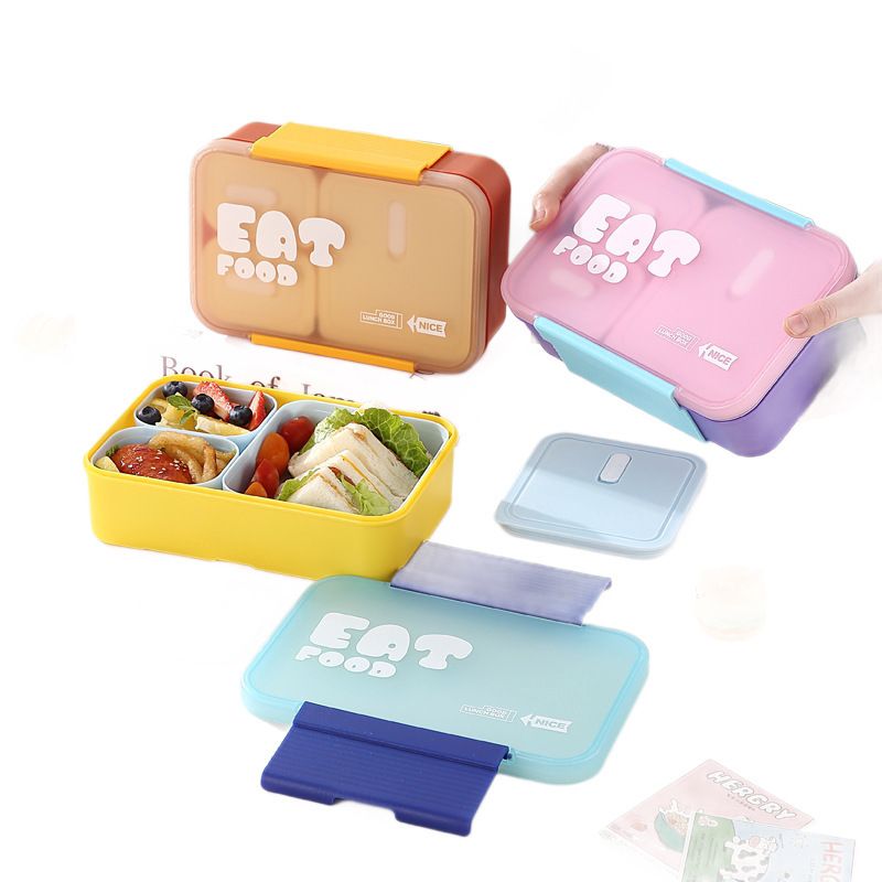 Dopamine Fashion Student Compartment Plastic Lunch Box Microwave Safe Office Worker Cafeteria Takeout Bento Food Container