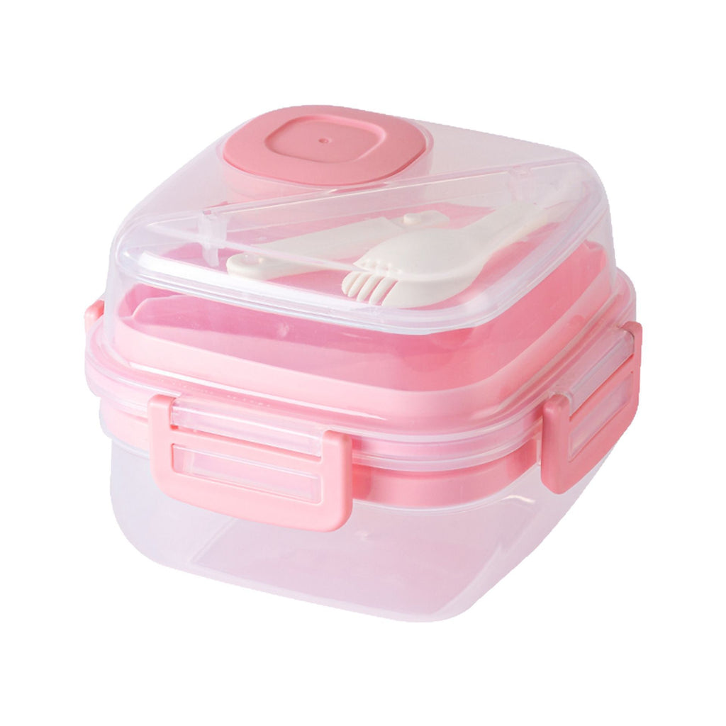 Transparent Compartment Double-Layer Square Lunch Box Portable Bento Box Fridge Freshness Box Outdoor Travel Food Container