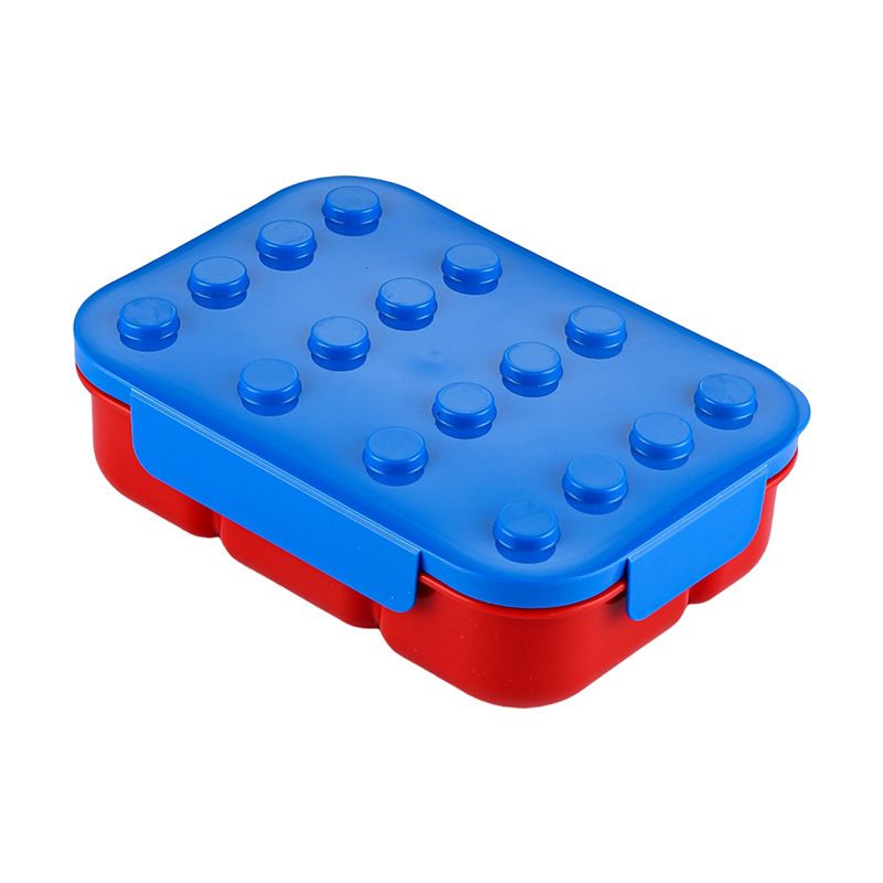 Creative Kids Building Blocks Lunch Box Student Compartment Lunch Bento Box Cafeteria Takeout Food Container with Cutlery