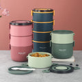 Creative 304 Stainless Steel Round Bucket Portable Multi-Layer Large Capacity Lunch Box Student Bento Food Container