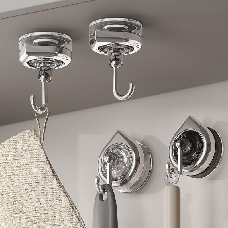 Kitchen Spoon Rotating Suction Cup Hook No-Drill Bathroom Towel Adhesive Hook Wall-Mounted Removable