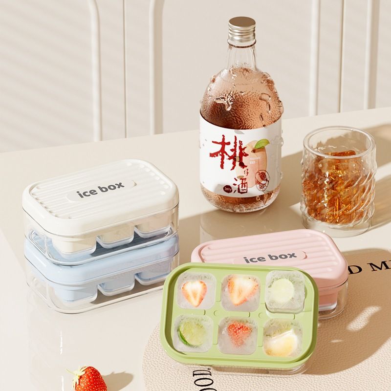 Household Kids diy Ice Tray Silicone Ice Maker Box Large Capacity with Lid Ice Storage Box Trending Ice Cube Mold