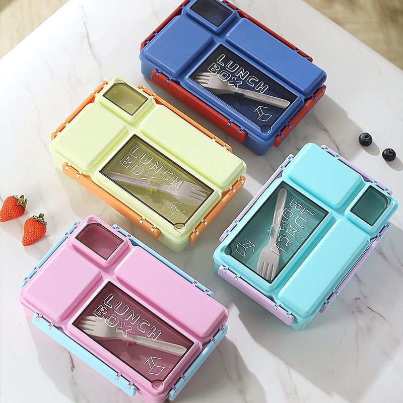 Caja de almuerzo bento de PP/PS/silicona al por mayor, apta para microondas para viajes y picnics