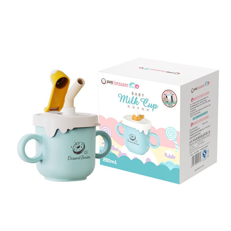Baby Kindergarten Milk Cup with Scale Kids 316 Stainless Steel Training Cup Portable Straw Water Cup