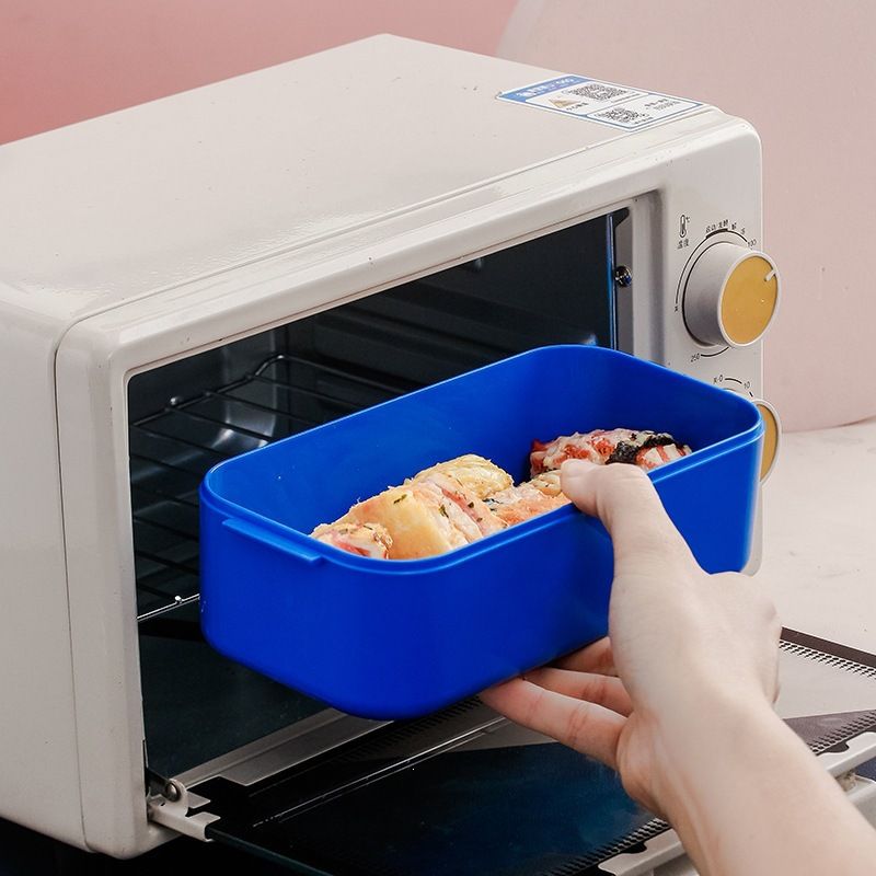 Student Creative Building Blocks Rectangular Double-Layer Plastic Lunch Box Office Worker Portable Lunch Bento Box Microwave Safe Heating