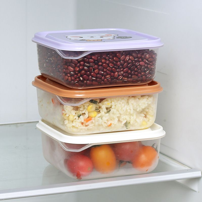 Kitchen Cartoon Plastic Freshness Box 3-Piece Set Fridge Storage Box Student Snack Food Container Set