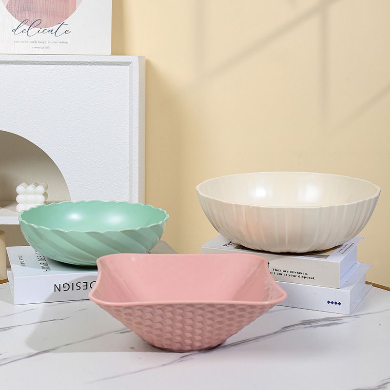 INS Style Household Living Room Plastic Fruit Plate Large Capacity Round Square Snack Sunflower Seeds Storage Dried Fruit Plate Wholesale
