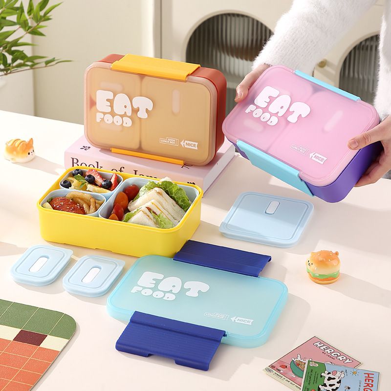 Caja bento de plástico al por mayor, para viajes y picnics