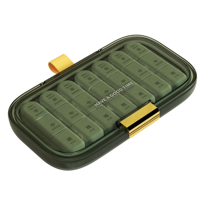 Minimalist Portable Portable Classified Dispensing Box Elderly Outdoor 7-Day Weekly Morning Noon Evening Pill Dispenser Medicine Storage Box
