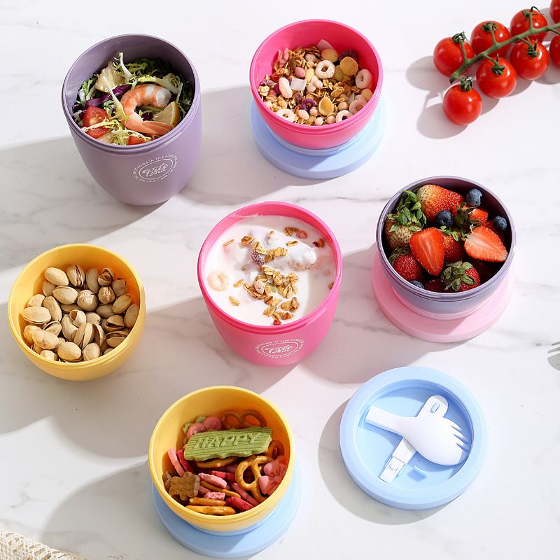 Student Dopamine Oatmeal Cup Office Worker Portable Salad Cup Plastic Bento Food Container