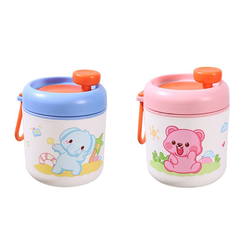 Office Worker 304 Stainless Steel Portable Porridge Jar Soup Cup Student Cartoon Milk Cup Oatmeal Cup with Lid
