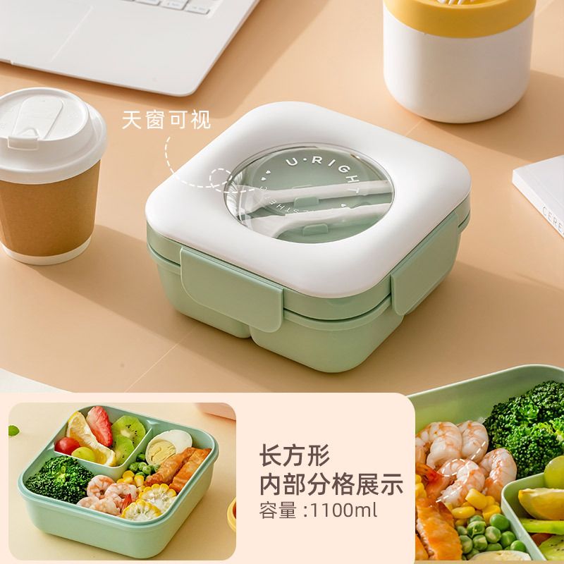 Fiambrera Bento al por mayor de PP+PS+silicona, recipiente portátil para preparación de comidas