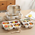 Student Minimalist Wheat Compartment Lunch Box Office Worker Cafeteria Takeout Buckle Bento Box Light Food Container